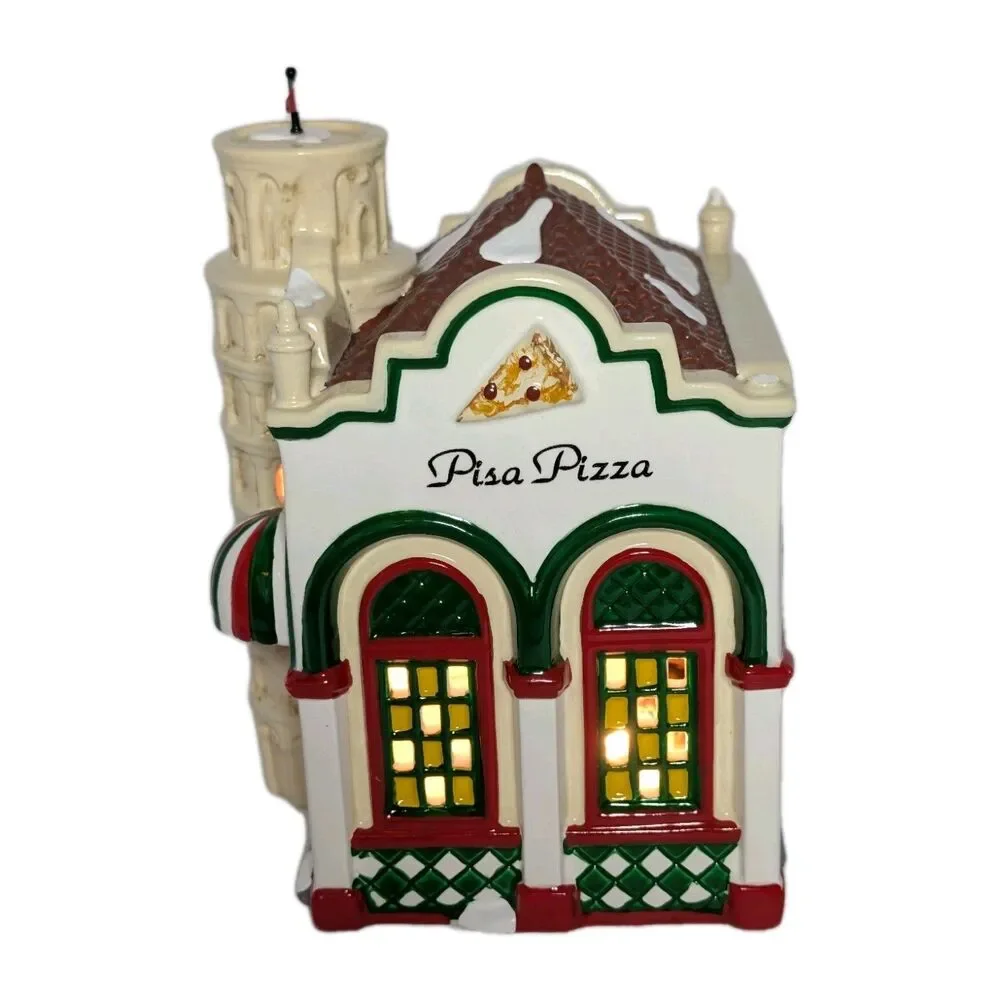 Department 56 Snow Village Pisa Pizza Lighted Building #54851 Vintage 1995 MINT - Picture 7 of 12